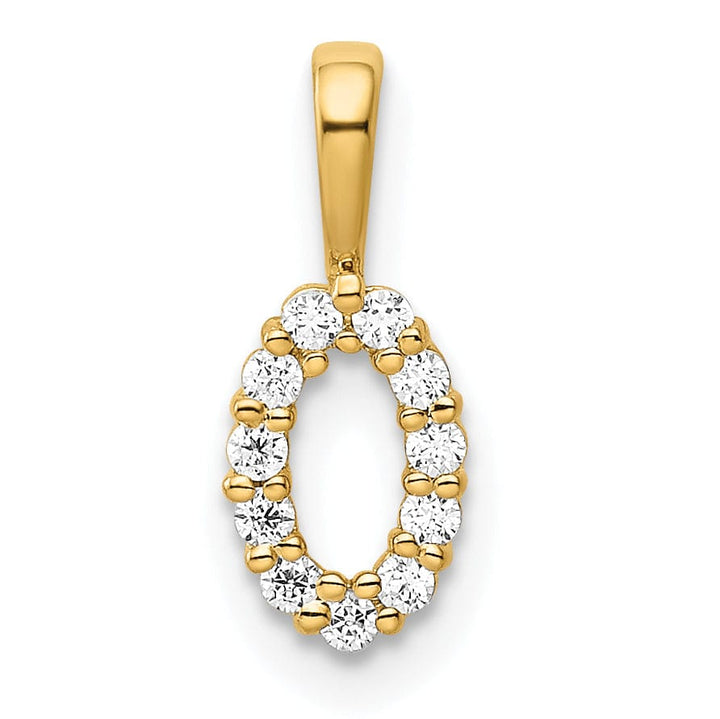 Lovely Rita's Pendants & Charms 14k Yellow Gold Polished Finish with Diamonds Number 0 Charm Pendant