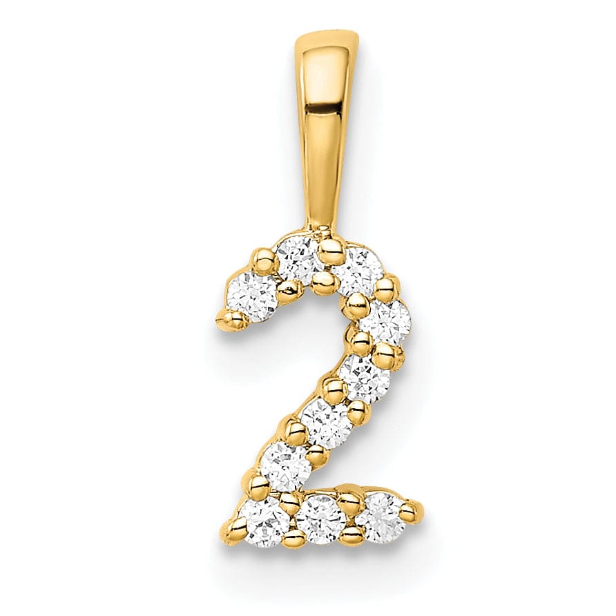 Lovely Rita's Pendants & Charms 14k Yellow Gold Polished Finish with Diamonds Number 2 Pendant