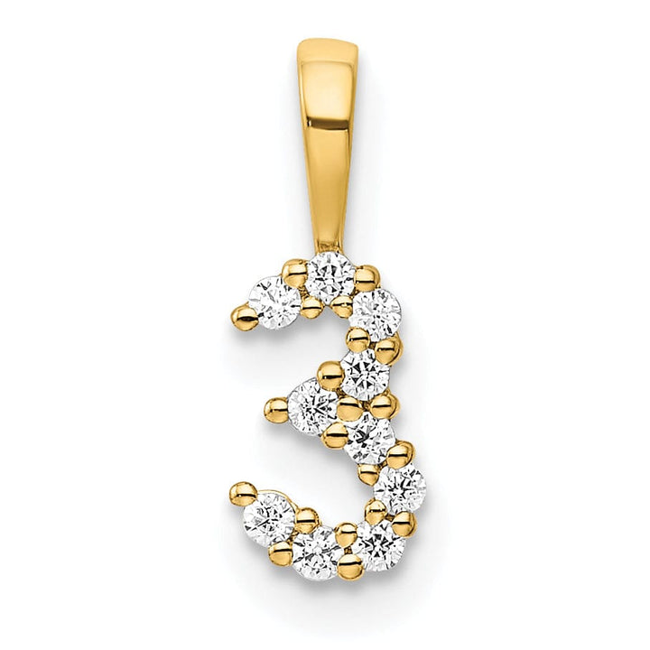 Lovely Rita's Pendants & Charms 14k Yellow Gold Polished Finish with Diamonds Number 3 Pendant