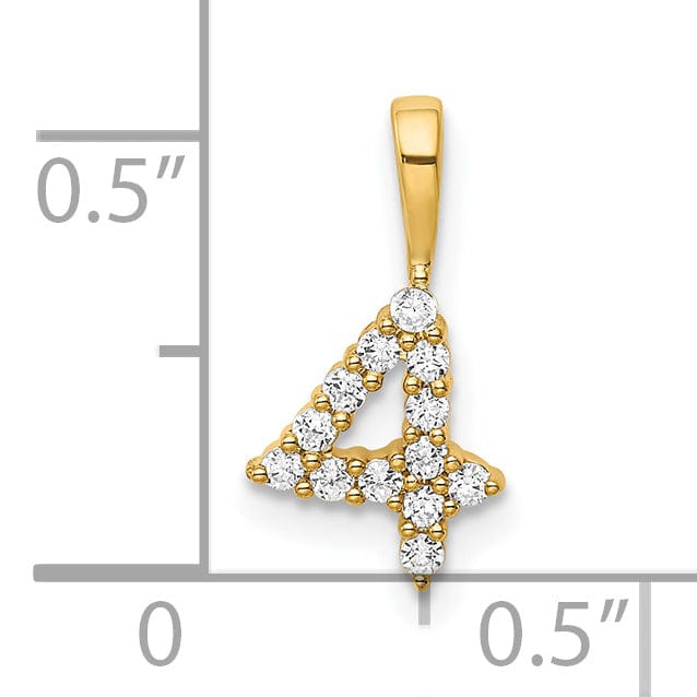 Lovely Rita's Pendants & Charms 14k Yellow Gold Polished Finish with Diamonds Number 4 Pendant