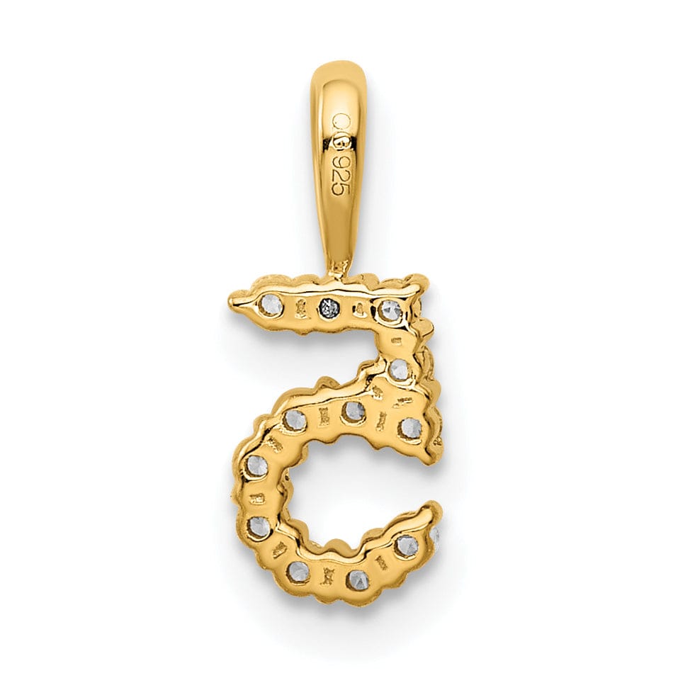 Lovely Rita's Pendants & Charms 14k Yellow Gold Polished Finish with Diamonds Number 5 Pendant