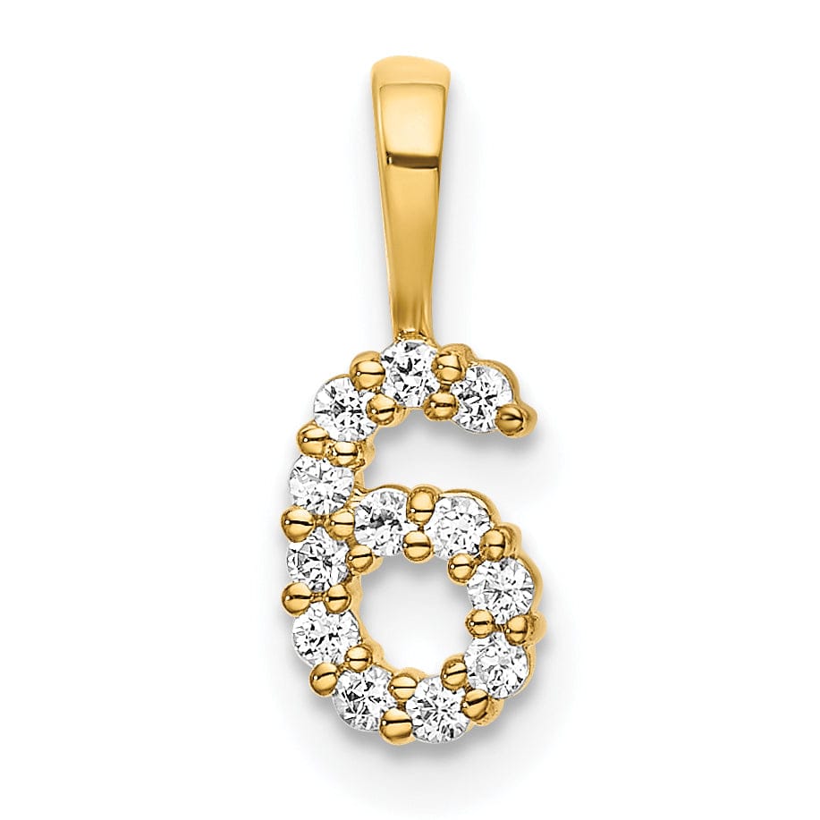 Lovely Rita's Pendants & Charms 14k Yellow Gold Polished Finish with Diamonds Number 6 Pendant