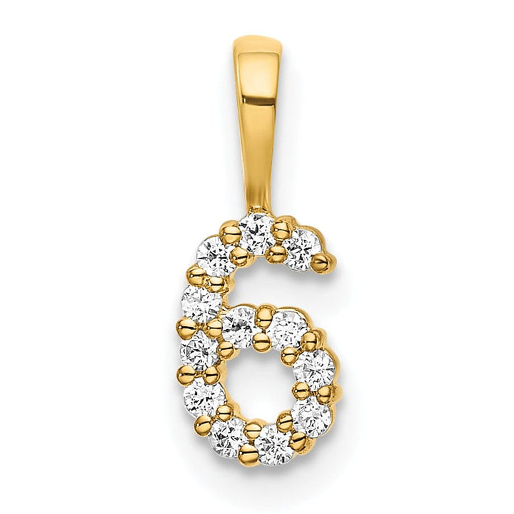 Lovely Rita's Pendants & Charms 14k Yellow Gold Polished Finish with Diamonds Number 6 Pendant