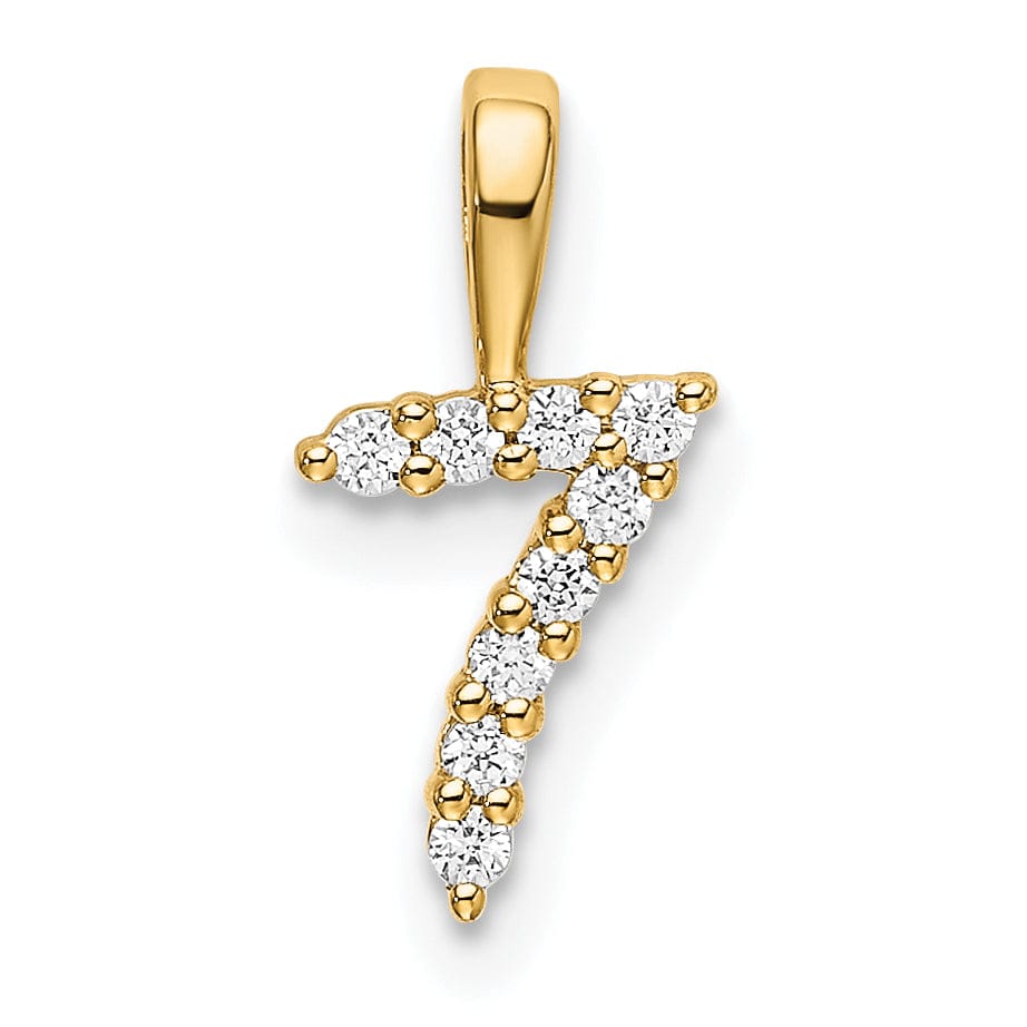 Lovely Rita's Pendants & Charms 14k Yellow Gold Polished Finish with Diamonds Number 7 Pendant