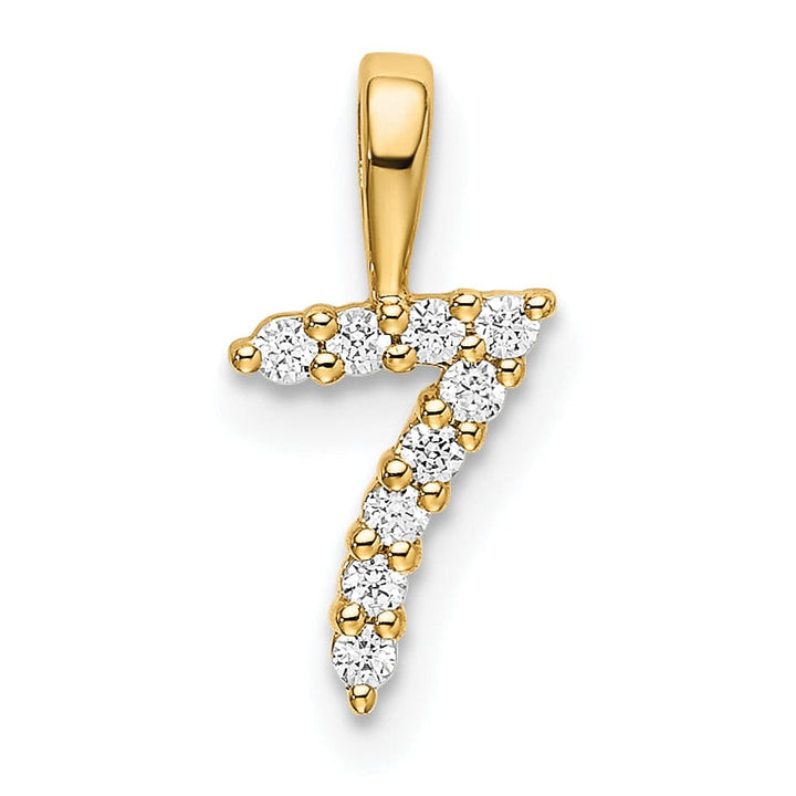Lovely Rita's Pendants & Charms 14k Yellow Gold Polished Finish with Diamonds Number 7 Pendant