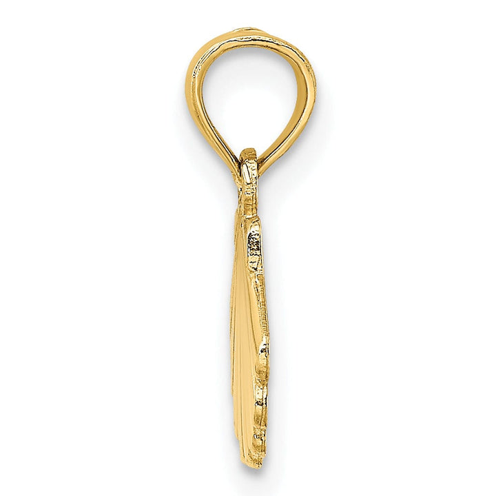 Lovely Rita's Pendants & Charms 14K Yellow Gold Polished Finish with Engraved Design Sea Shell Charm Pendant