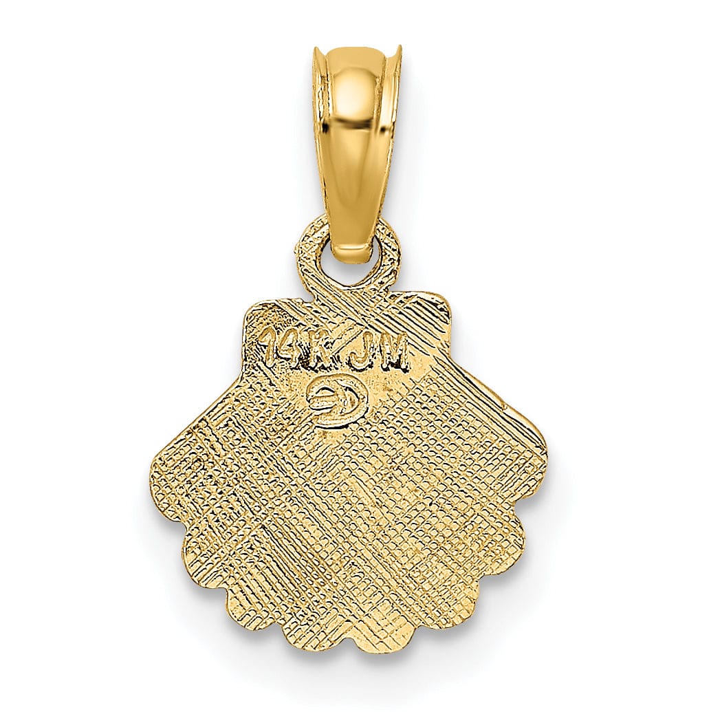 Lovely Rita's Pendants & Charms 14K Yellow Gold Polished Finish with Engraved Design Sea Shell Charm Pendant