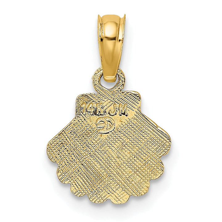 Lovely Rita's Pendants & Charms 14K Yellow Gold Polished Finish with Engraved Design Sea Shell Charm Pendant
