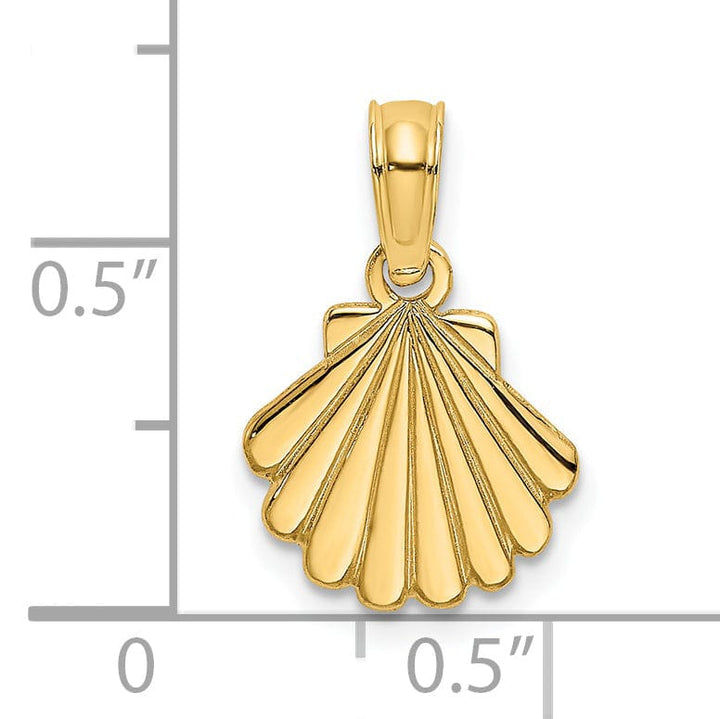 Lovely Rita's Pendants & Charms 14K Yellow Gold Polished Finish with Engraved Design Sea Shell Charm Pendant