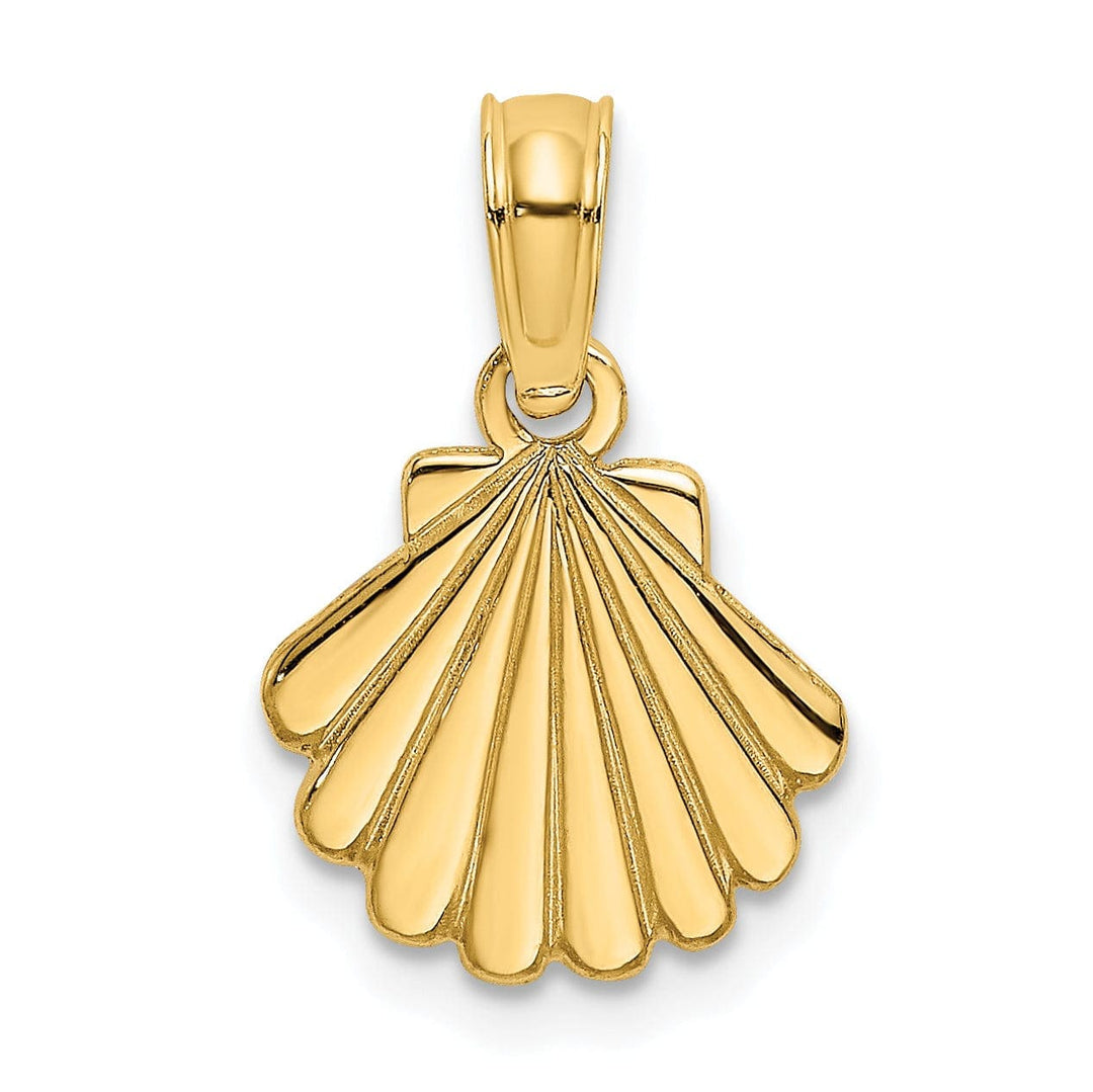 Lovely Rita's Pendants & Charms 14K Yellow Gold Polished Finish with Engraved Design Sea Shell Charm Pendant