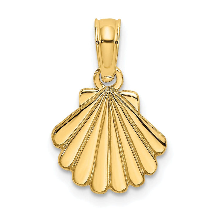 Lovely Rita's Pendants & Charms 14K Yellow Gold Polished Finish with Engraved Design Sea Shell Charm Pendant