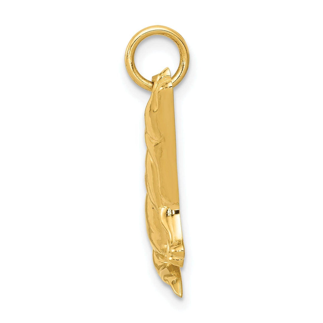 Lovely Rita's Pendants & Charms 14K Yellow Gold Polished Finish Wolf Howling Design Charm Pendant