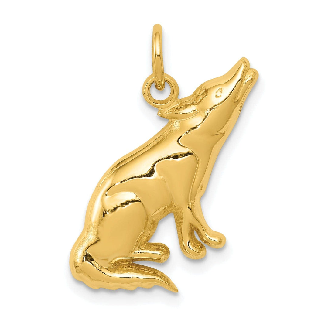 Lovely Rita's Pendants & Charms 14K Yellow Gold Polished Finish Wolf Howling Design Charm Pendant