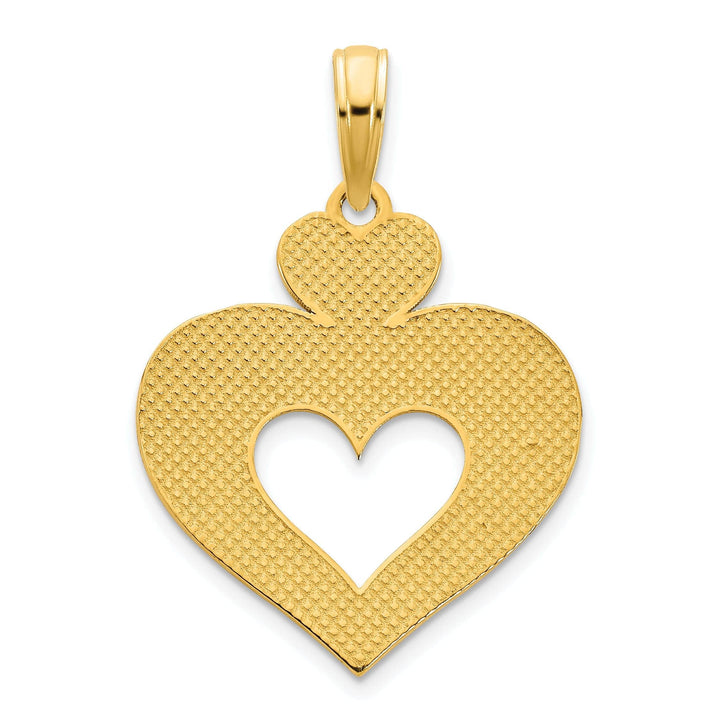 Lovely Rita's Pendants & Charms 14k Yellow Gold Polished Finish Women's Cut Out Heart Shape Design Charm Pendant