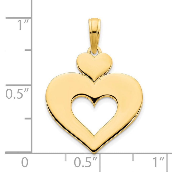 Lovely Rita's Pendants & Charms 14k Yellow Gold Polished Finish Women's Cut Out Heart Shape Design Charm Pendant