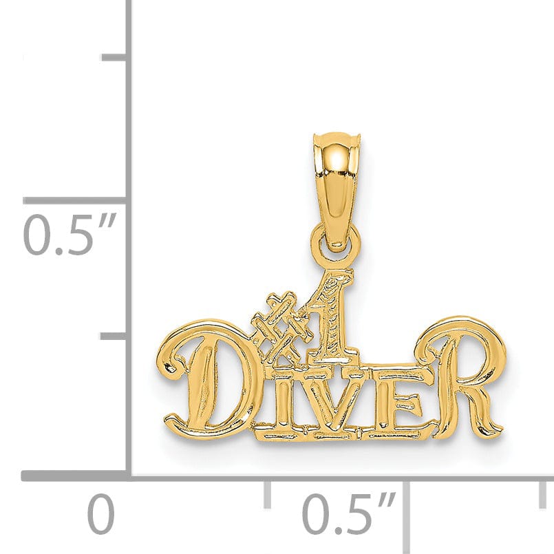 Lovely Rita's Pendants & Charms 14K Yellow Gold  Polished Finished  #1 DIVER Charm Pendant