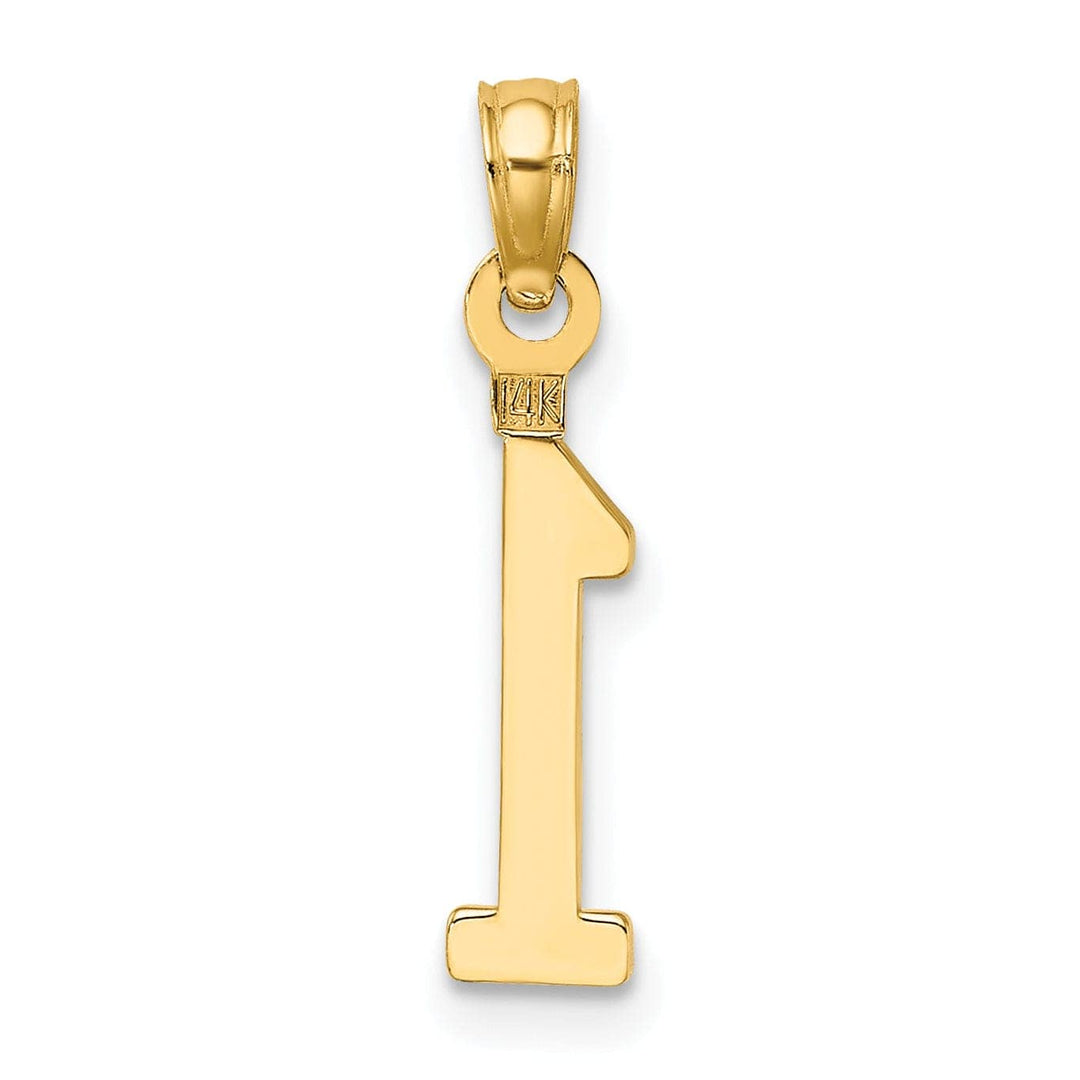 Lovely Rita's Pendants & Charms 14K Yellow Gold Polished Finished Block Script Design Number 1 Charm Pendant