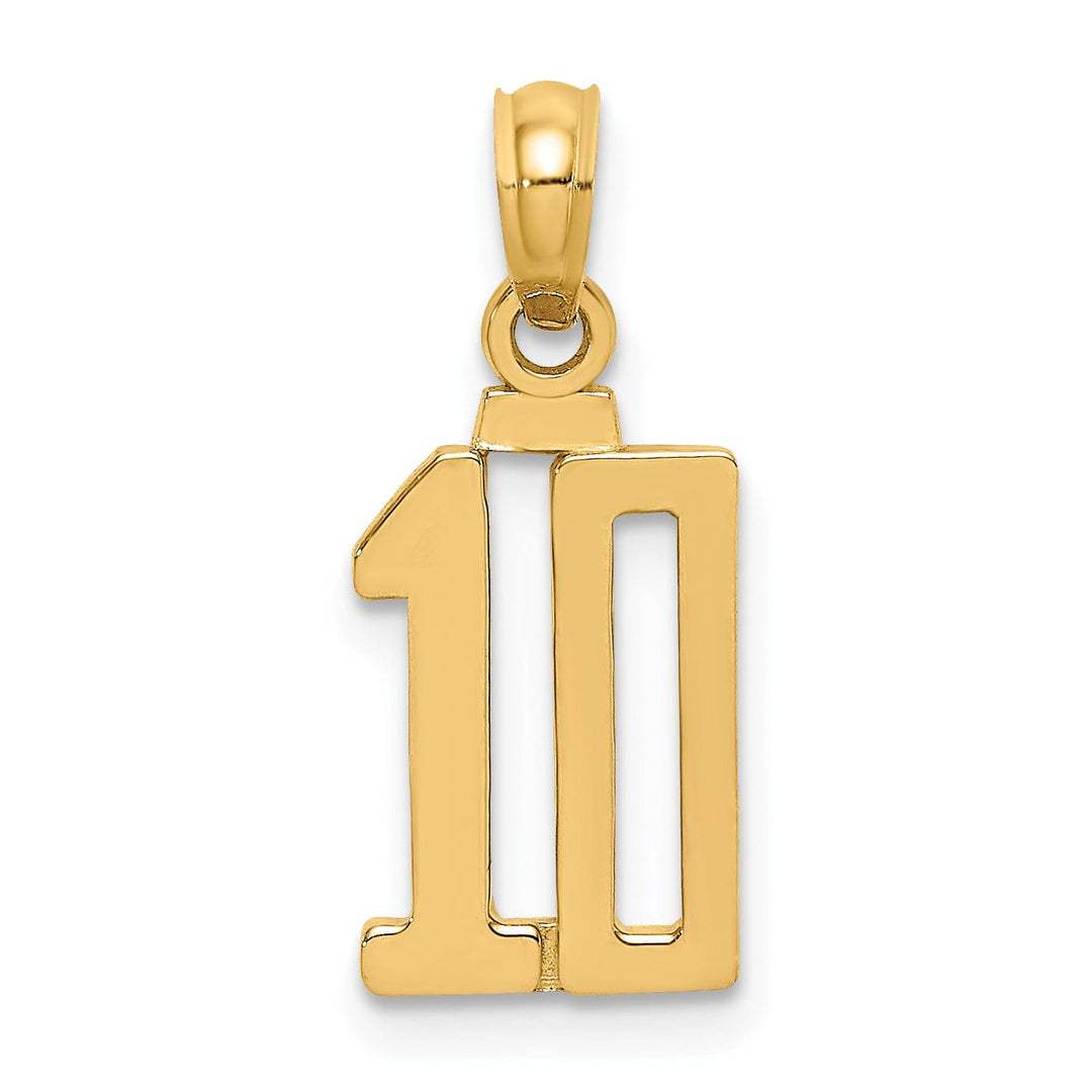 Lovely Rita's Pendants & Charms 14K Yellow Gold Polished Finished Block Script Design Number 10 Charm Pendant