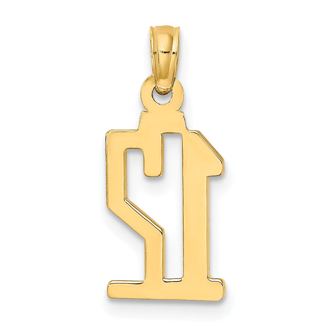 Lovely Rita's Pendants & Charms 14K Yellow Gold Polished Finished Block Script Design Number 12 Charm Pendant