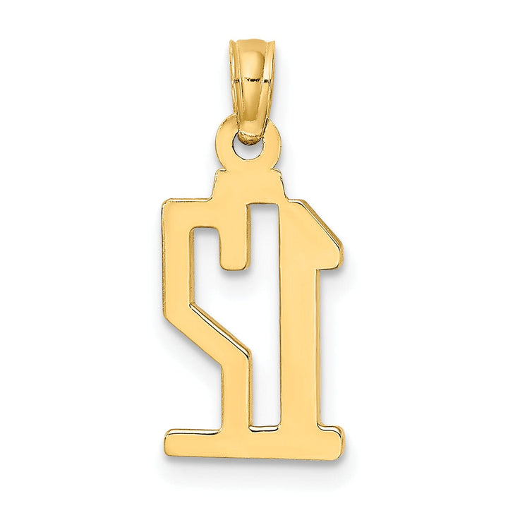 Lovely Rita's Pendants & Charms 14K Yellow Gold Polished Finished Block Script Design Number 12 Charm Pendant