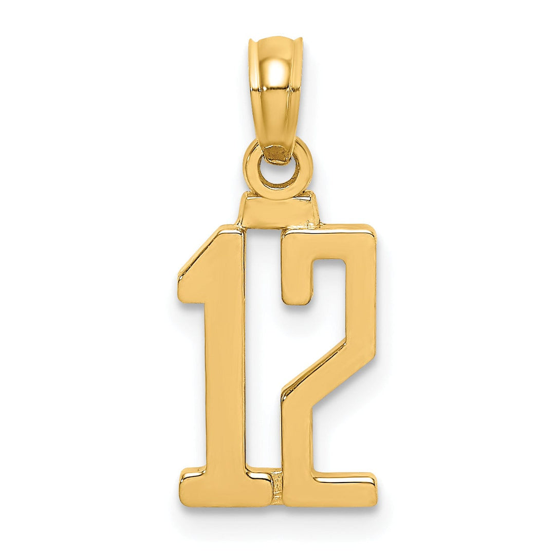 Lovely Rita's Pendants & Charms 14K Yellow Gold Polished Finished Block Script Design Number 12 Charm Pendant