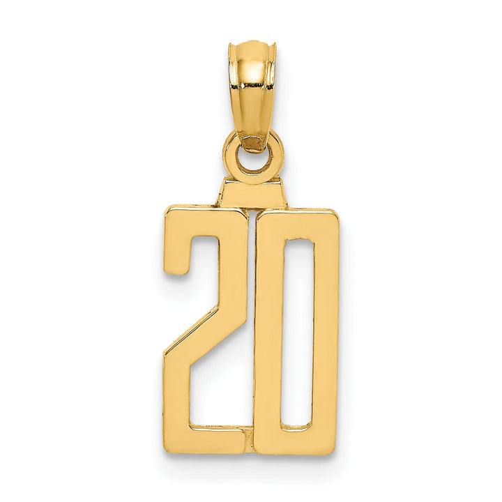 Lovely Rita's Pendants & Charms 14K Yellow Gold Polished Finished Block Script Design Number 20 Charm Pendant