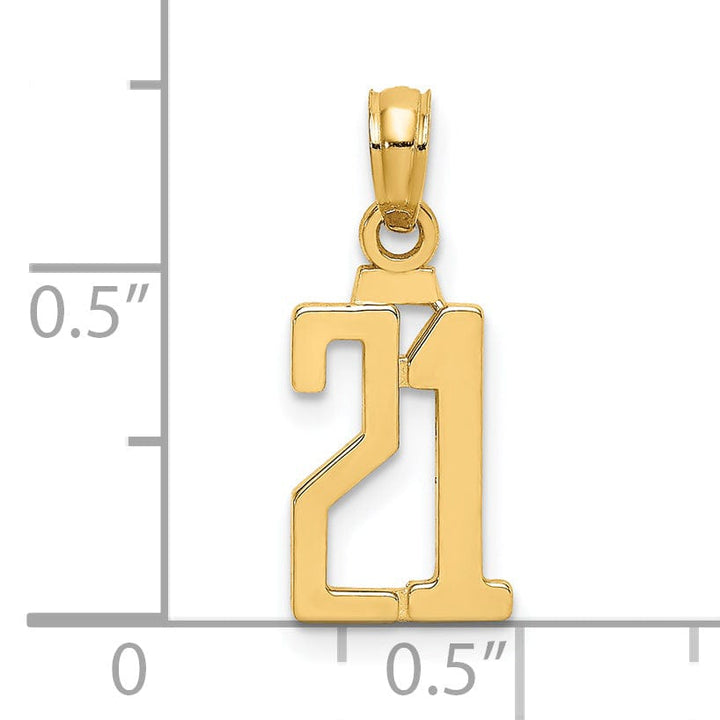 Lovely Rita's Pendants & Charms 14K Yellow Gold Polished Finished Block Script Design Number 21 Charm Pendant