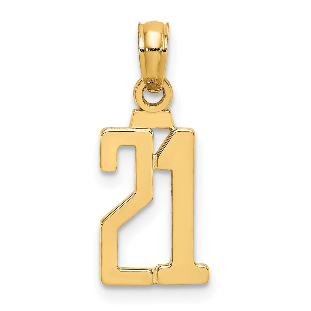 Lovely Rita's Pendants & Charms 14K Yellow Gold Polished Finished Block Script Design Number 21 Charm Pendant