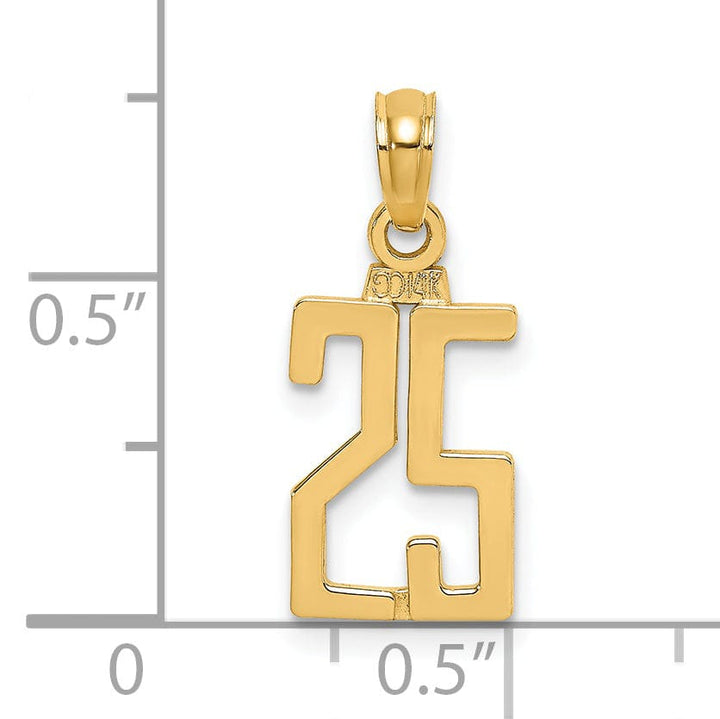 Lovely Rita's Pendants & Charms 14K Yellow Gold Polished Finished Block Script Design Number 25 Charm Pendant