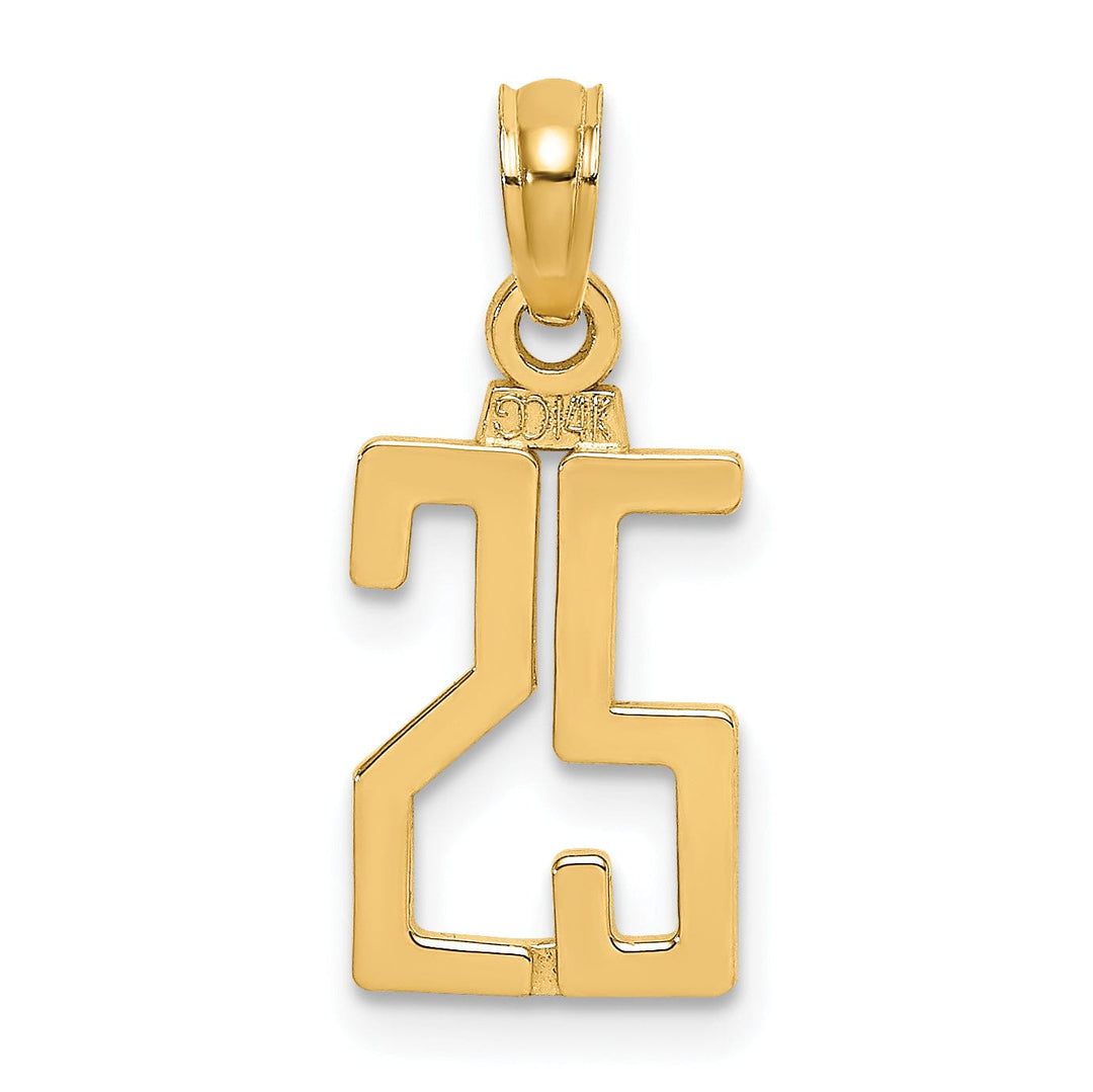 Lovely Rita's Pendants & Charms 14K Yellow Gold Polished Finished Block Script Design Number 25 Charm Pendant
