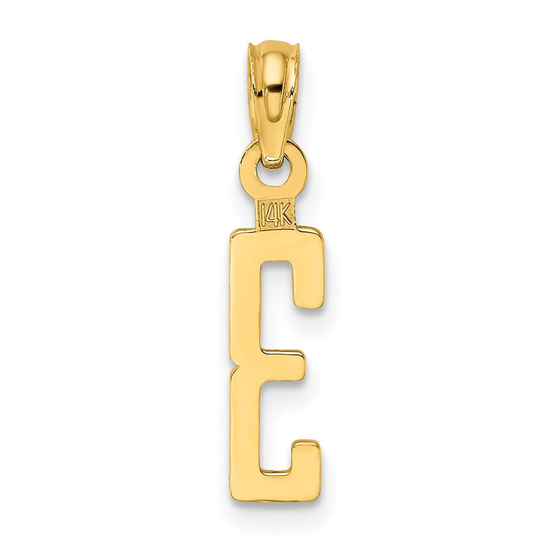 Lovely Rita's Pendants & Charms 14K Yellow Gold Polished Finished Block Script Design Number 3 Charm Pendant