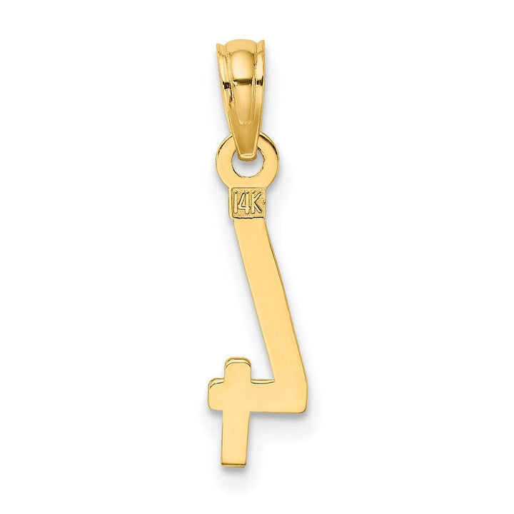 Lovely Rita's Pendants & Charms 14K Yellow Gold Polished Finished Block Script Design Number 4 Charm Pendant