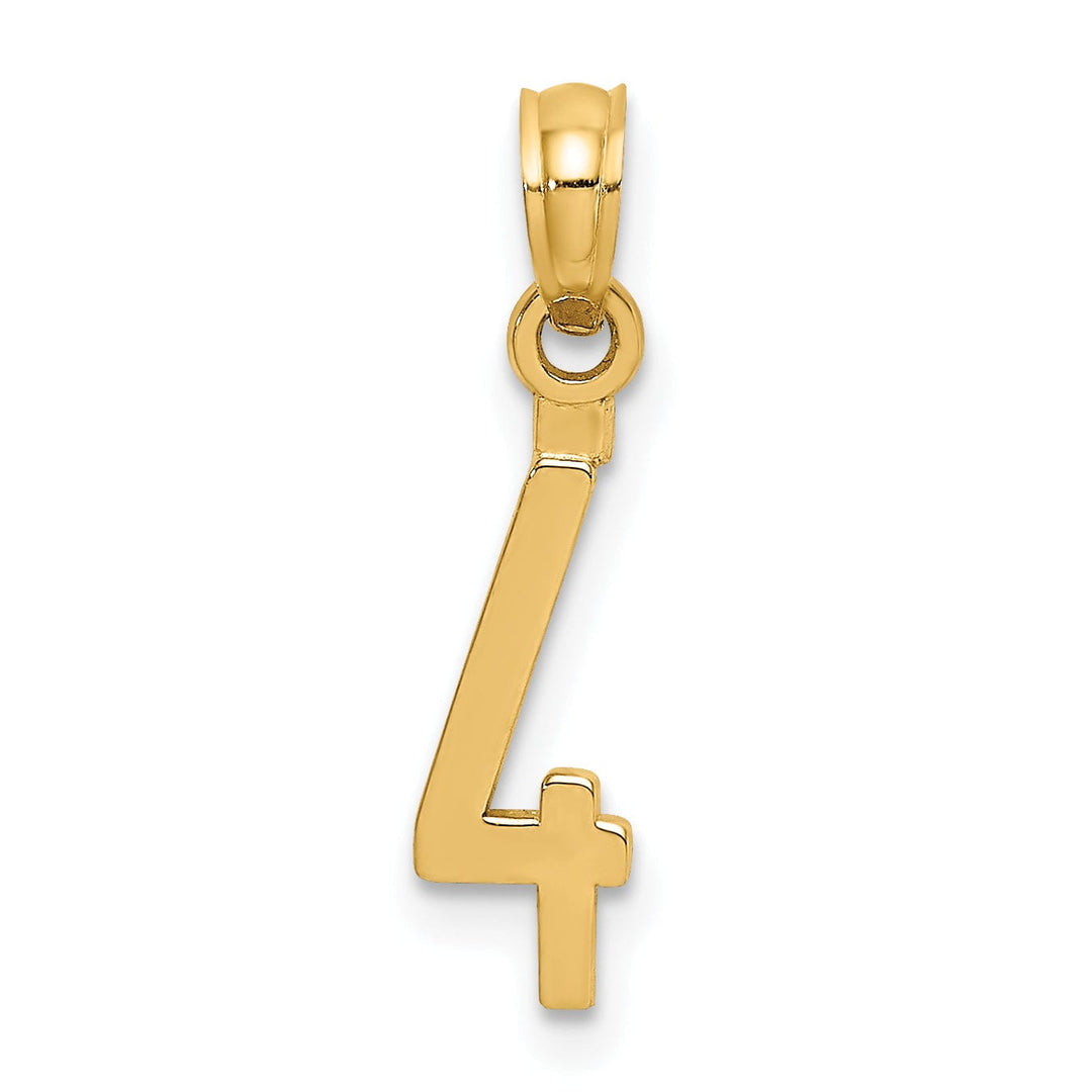 Lovely Rita's Pendants & Charms 14K Yellow Gold Polished Finished Block Script Design Number 4 Charm Pendant