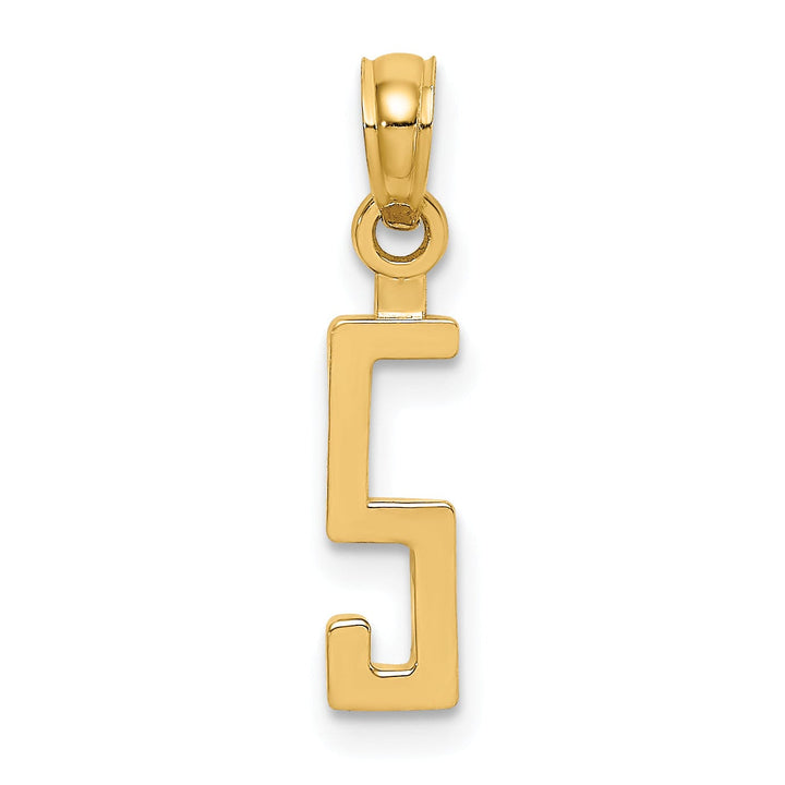 Lovely Rita's Pendants & Charms 14K Yellow Gold Polished Finished Block Script Design Number 5 Charm Pendant