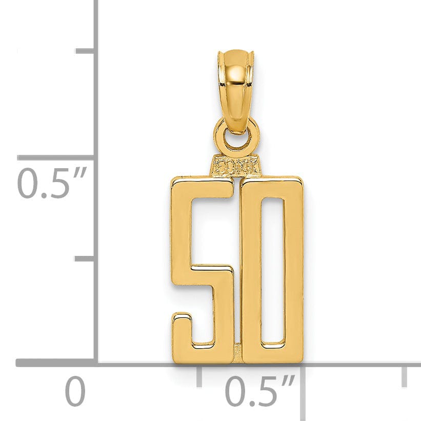 Lovely Rita's Pendants & Charms 14K Yellow Gold Polished Finished Block Script Design Number 50 Charm Pendant
