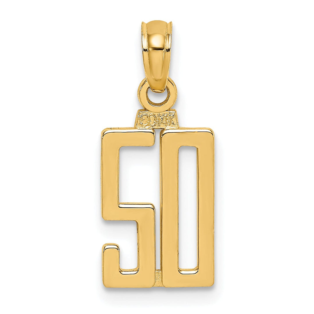 Lovely Rita's Pendants & Charms 14K Yellow Gold Polished Finished Block Script Design Number 50 Charm Pendant