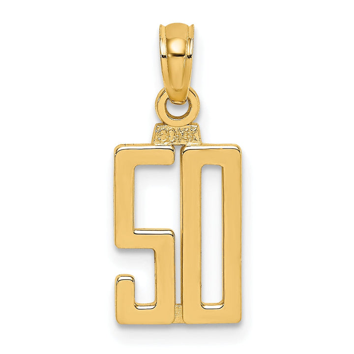 Lovely Rita's Pendants & Charms 14K Yellow Gold Polished Finished Block Script Design Number 50 Charm Pendant