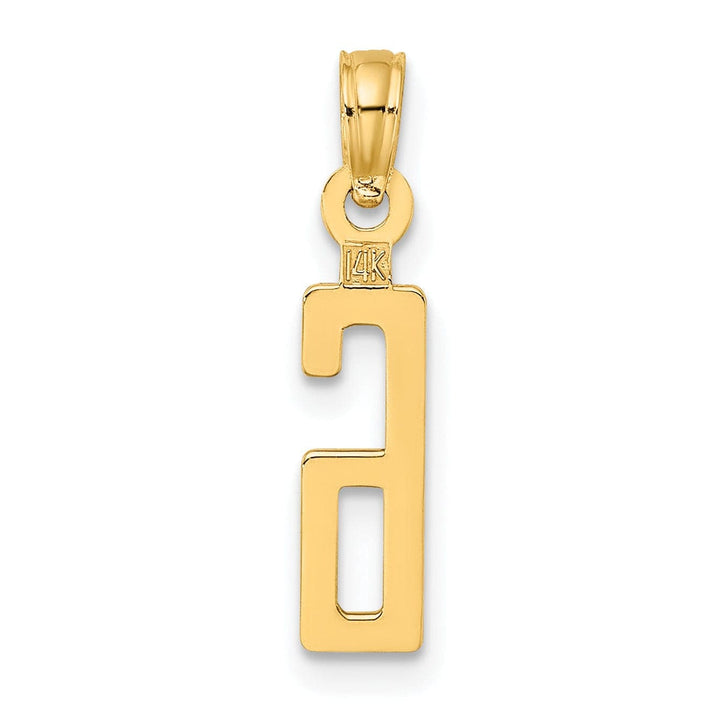 Lovely Rita's Pendants & Charms 14K Yellow Gold Polished Finished Block Script Design Number 6 Charm Pendant