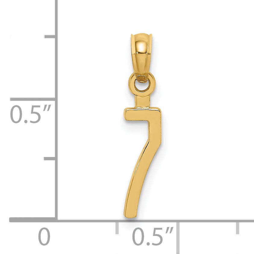 Lovely Rita's Pendants & Charms 14K Yellow Gold Polished Finished Block Script Design Number 7 Charm Pendant