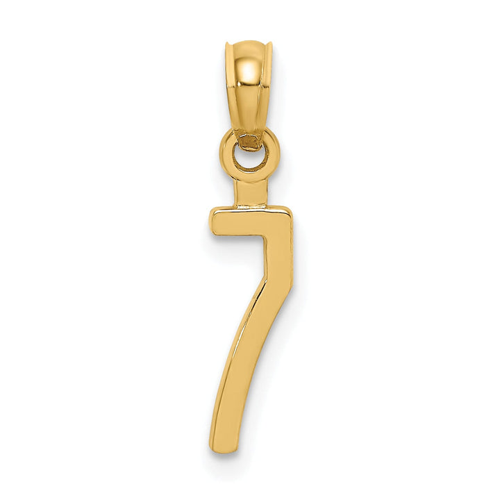 Lovely Rita's Pendants & Charms 14K Yellow Gold Polished Finished Block Script Design Number 7 Charm Pendant