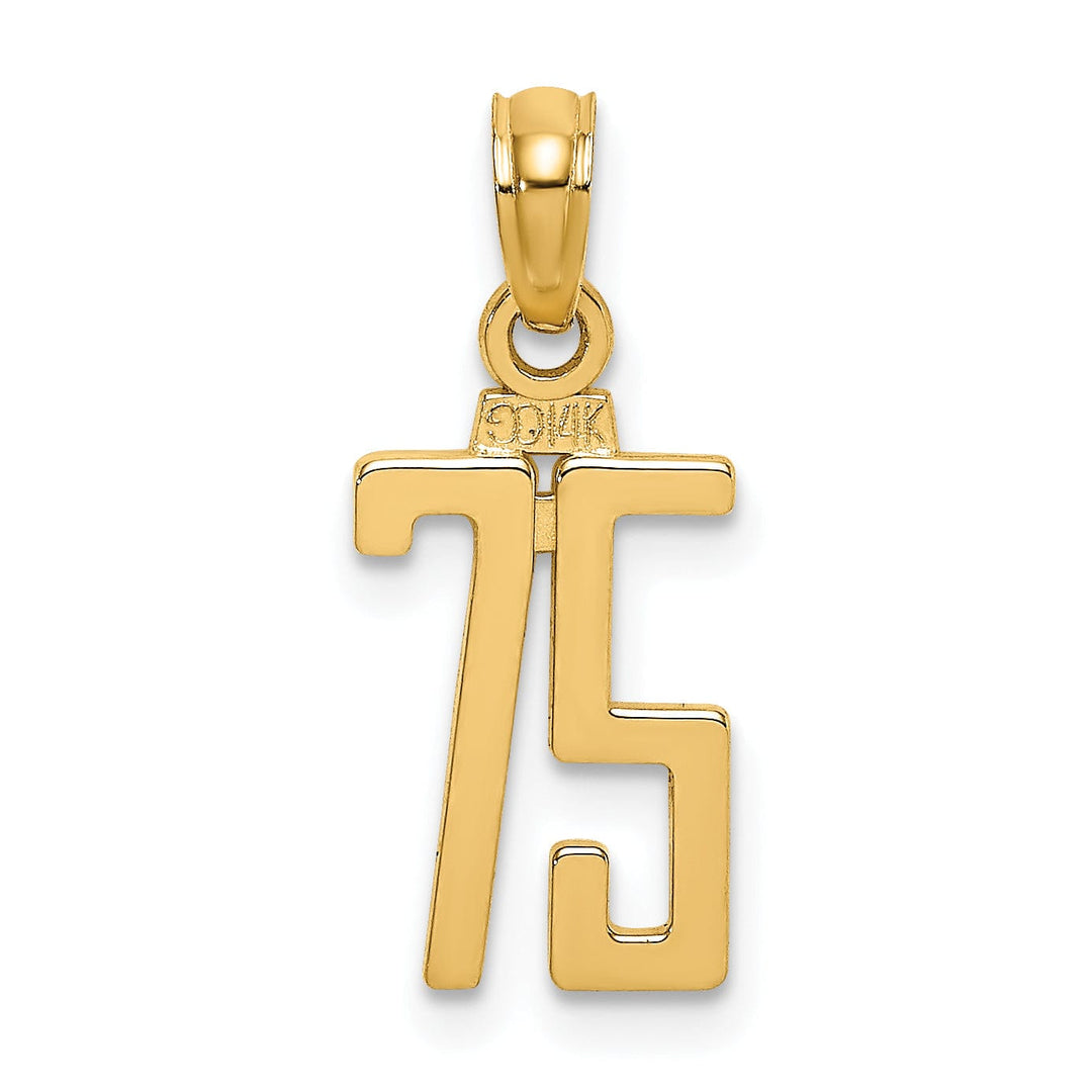 Lovely Rita's Pendants & Charms 14K Yellow Gold Polished Finished Block Script Design Number 75 Charm Pendant