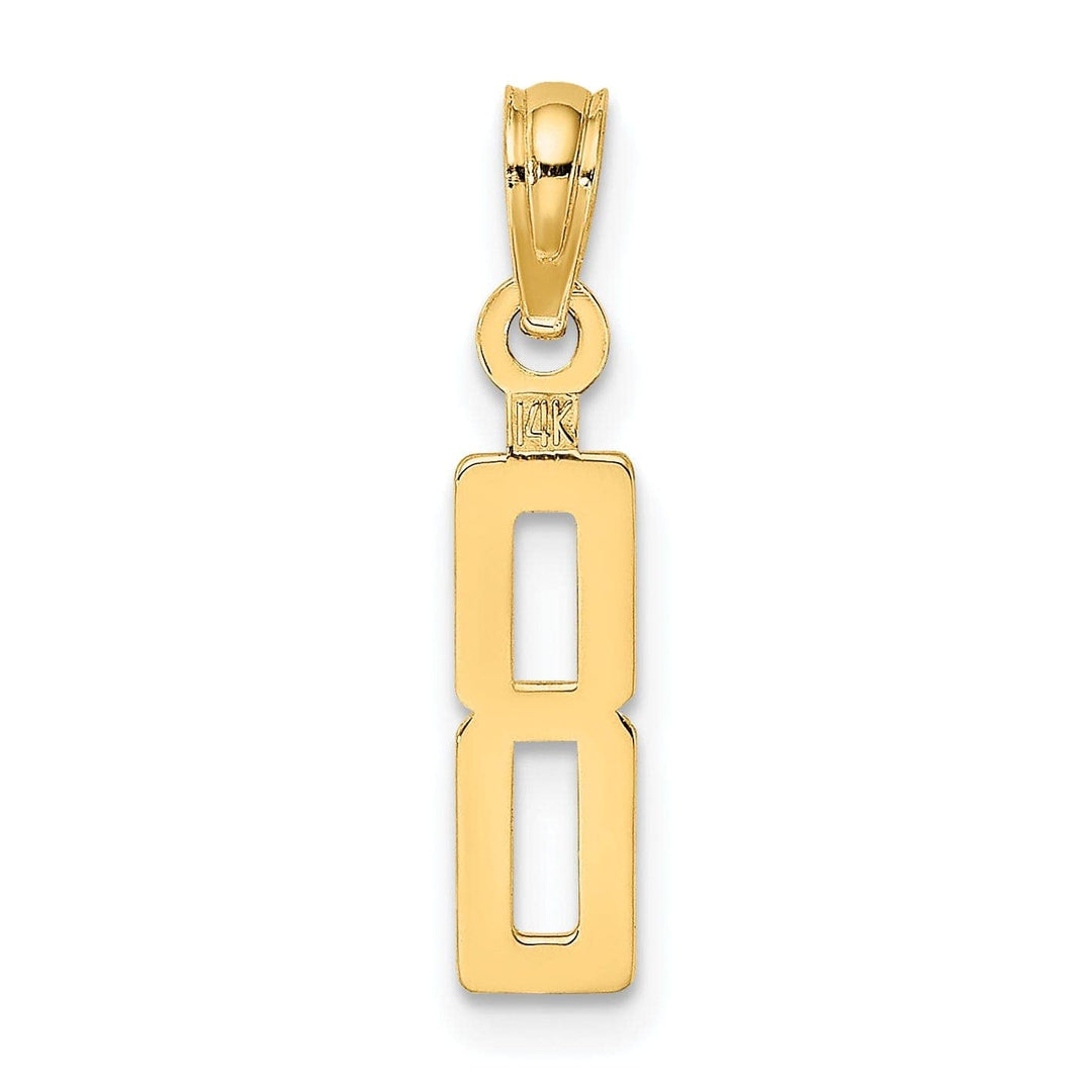 Lovely Rita's Pendants & Charms 14K Yellow Gold Polished Finished Block Script Design Number 8 Charm Pendant