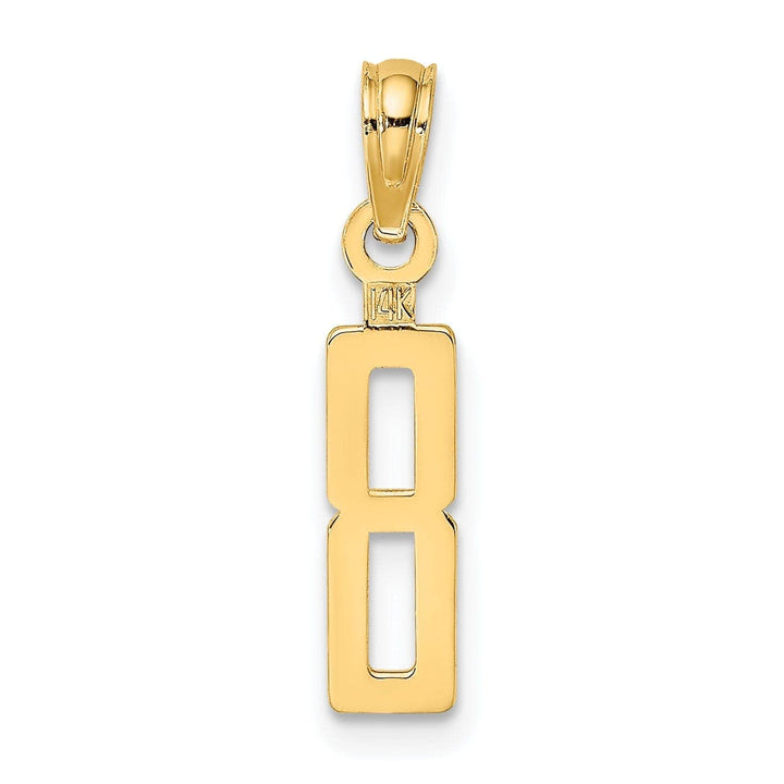 Lovely Rita's Pendants & Charms 14K Yellow Gold Polished Finished Block Script Design Number 8 Charm Pendant