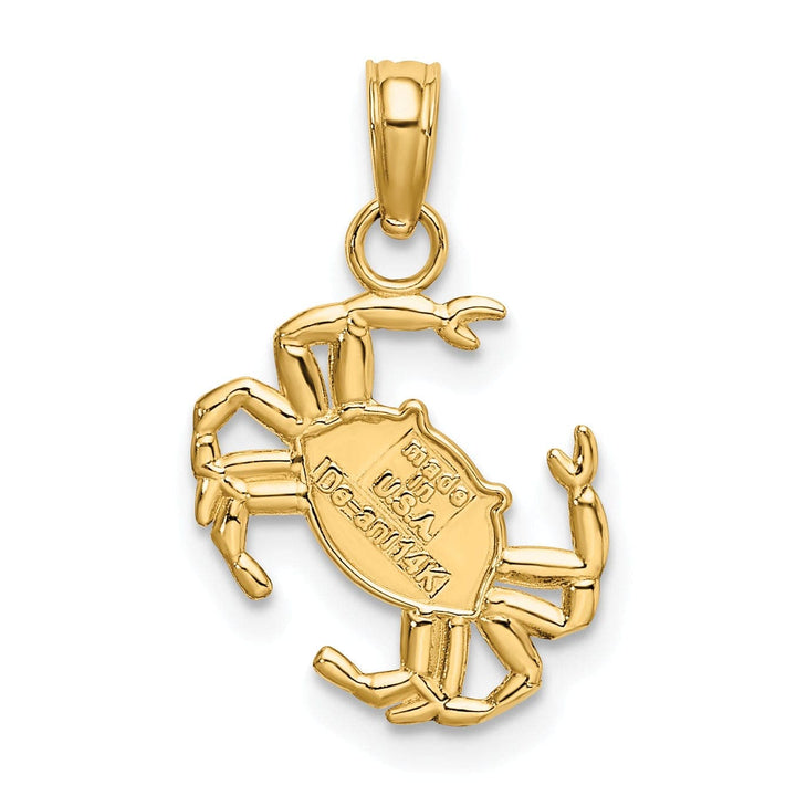 Lovely Rita's Pendants & Charms 14k Yellow Gold Polished Finished Blue Claw Crab Charm Pendant