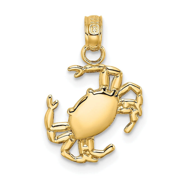 Lovely Rita's Pendants & Charms 14k Yellow Gold Polished Finished Blue Claw Crab Charm Pendant
