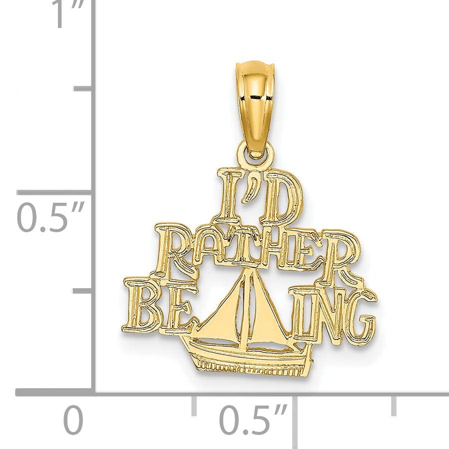 Lovely Rita's Pendants & Charms 14K Yellow Gold  Polished Finished  I'D RATHER BE SAILING Charm Pendant