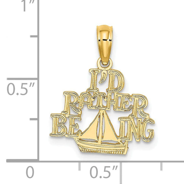 Lovely Rita's Pendants & Charms 14K Yellow Gold  Polished Finished  I'D RATHER BE SAILING Charm Pendant