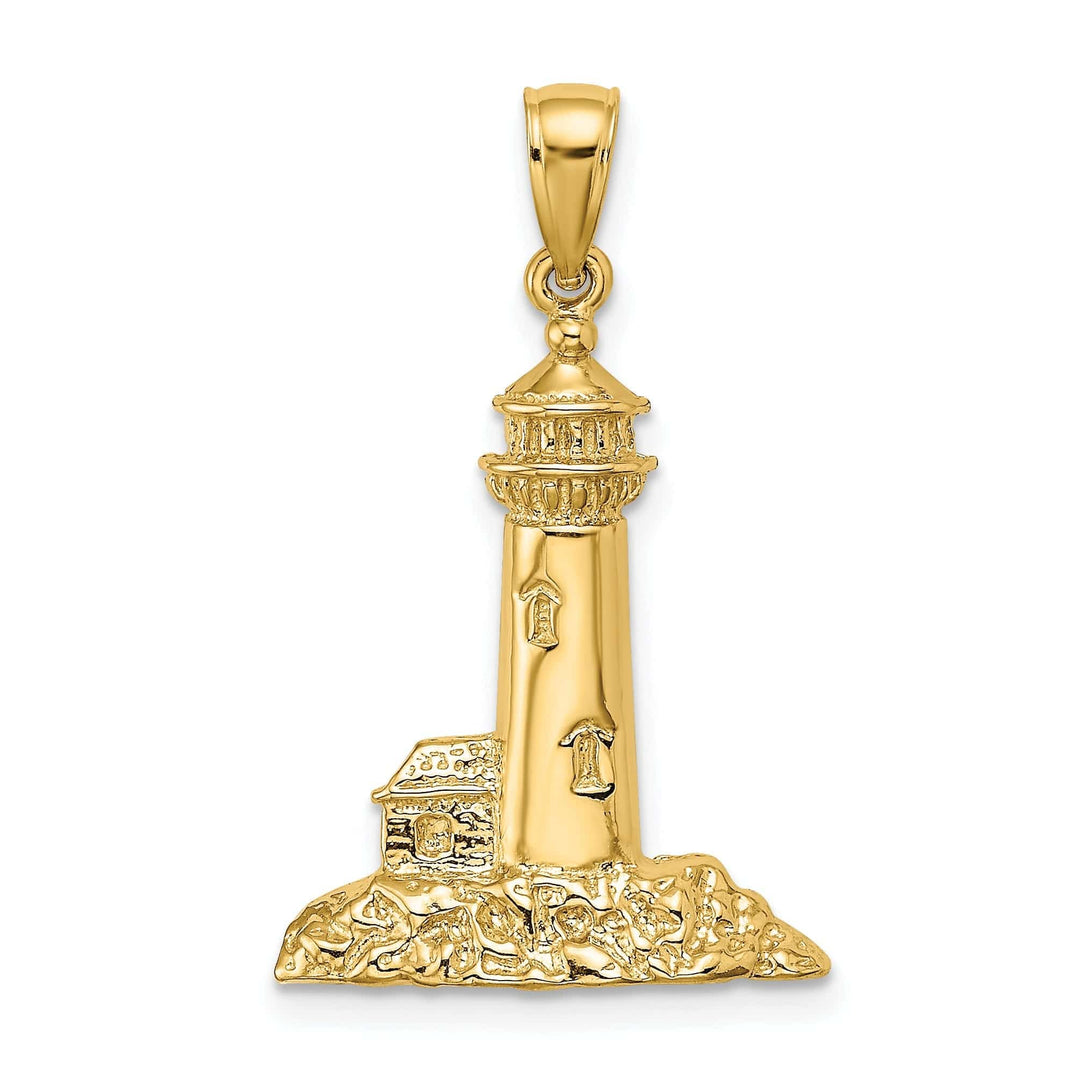 Lovely Rita's Pendants & Charms 14K Yellow Gold Polished Finished Lighthouse with Side Building Charm