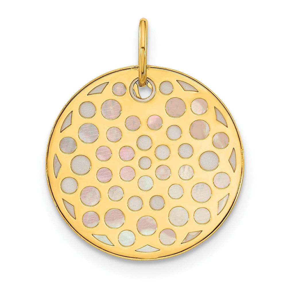 Lovely Rita's Pendants & Charms 14K Yellow Gold Polished Finished Mother of Pearl Earth Design Charm Pendant