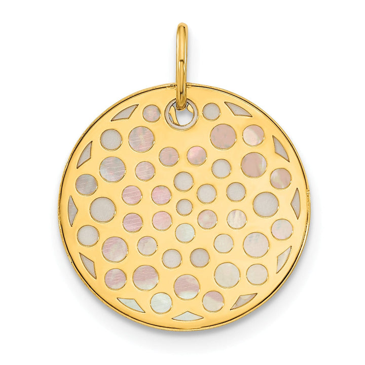 Lovely Rita's Pendants & Charms 14K Yellow Gold Polished Finished Mother of Pearl Earth Design Charm Pendant